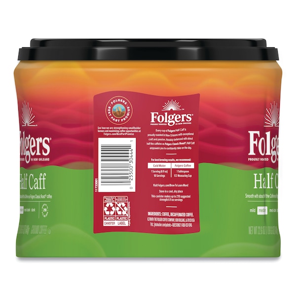 Coffee, Half Caff, 25.4 Oz Canister, PK6